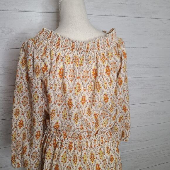 Sanctuary Dress Size Latge Elle Boho Dress Orange & Cream Print - Picture 11 of 12